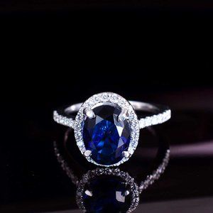 Royal Blue Sapphire Ring Engagement ring Cocktail ring Princess Diana ring